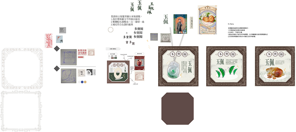 圖卡製作時的工作狀態,可以看到有很多的素材與參考圖